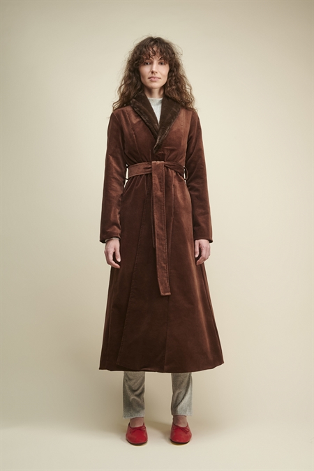 SUNSETGO LILY SUEDE LONG COAT BROWN