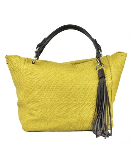 LOET LARGE LEATHER TOP HANDLE BAG - LIME