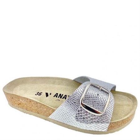 LEATHER SANDALS METALLIC SILVER