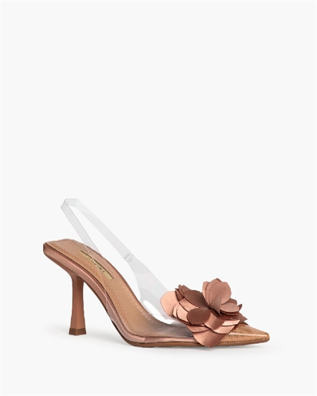 CORINA NUDE SLINGBACK WITH SATIN FLOWER DETAILS