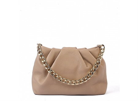 LOET LEATHER SOFT TAUPE CLUTCH