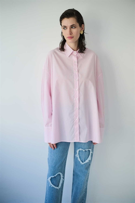 Combos Pink Shirt Striped S-0074