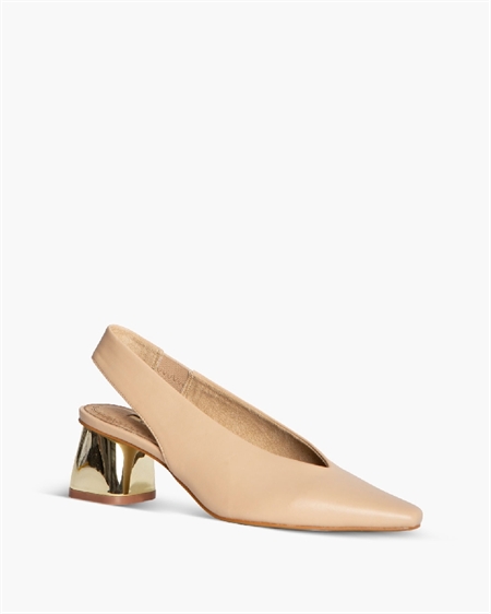 CORINA CLASSY NUDE HEEL WITH GOLD DETAILS