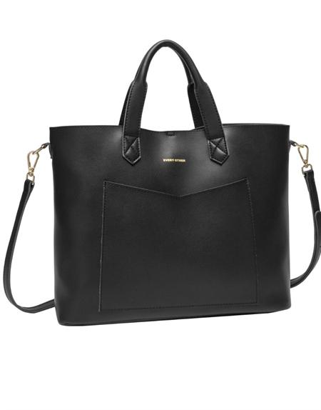 EVERY OTHER TWIN POCKET WIDE TOTE IN BLACK