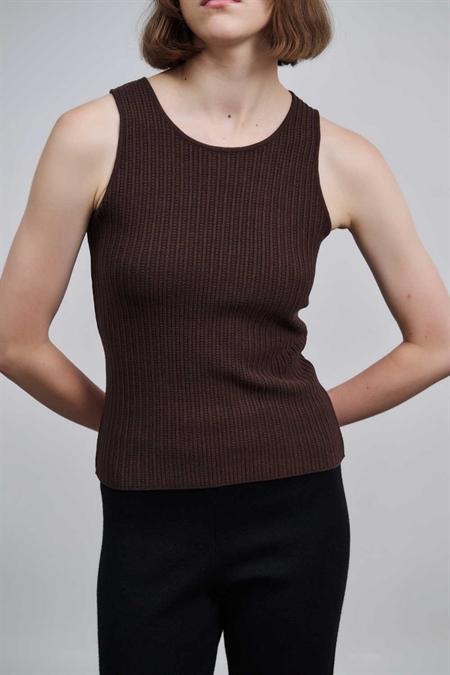 Combos Brown Sleeveless Knit Top W0063