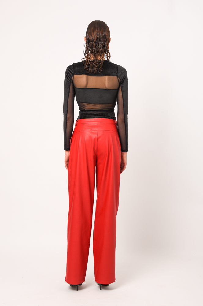 Zara Red Leather Trousers  Vinted